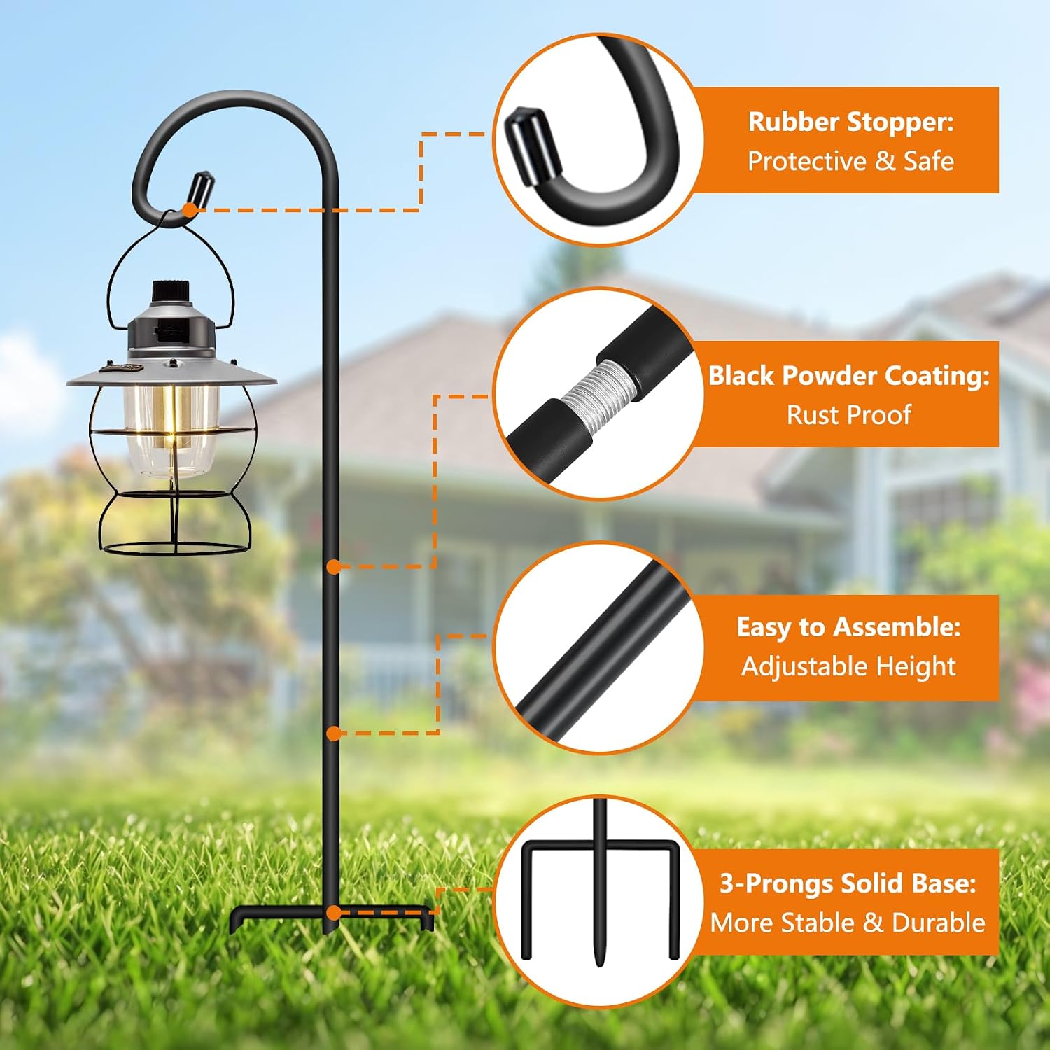 Gtongoko 24 Inch Shepherd Hooks for Outdoor 8 Pack,Garden Hooks for Hanging Plants, Lanterns, Solar Lights, Mason Jars