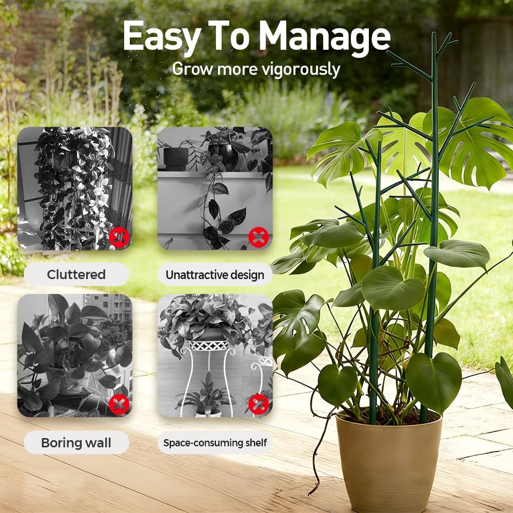 6 Pack Stackable Monstera Plant Support Stakes, Garden Plant Stakes for Indoor and Outdoor Plants, Moss Poles Holder