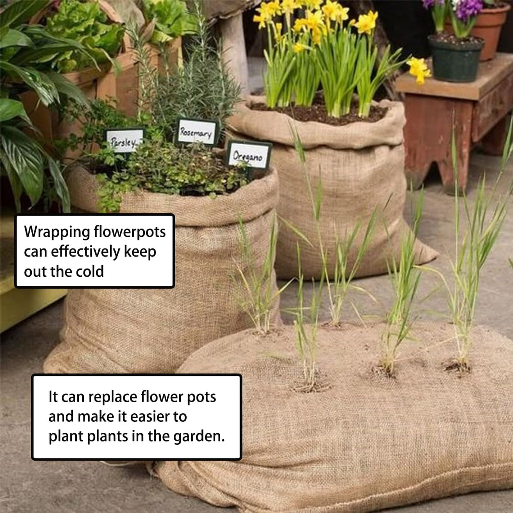 6 Pack Burlap Bags, 19.5 × 35 inch Potato Sack Race Bags Natural Jute with Rope, Reusable Grocery Bags Strong for Food