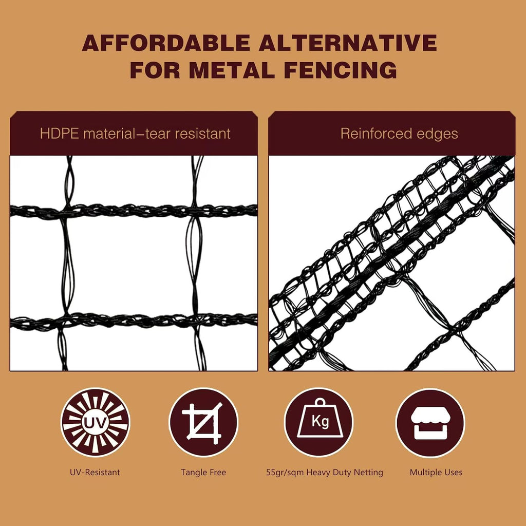 Deer Fence Netting,Plastic Mesh Fence 6.5x50ft,Reinforced Edges 55gsm Heavy Duty Animal Barrier,Ideal for Garden