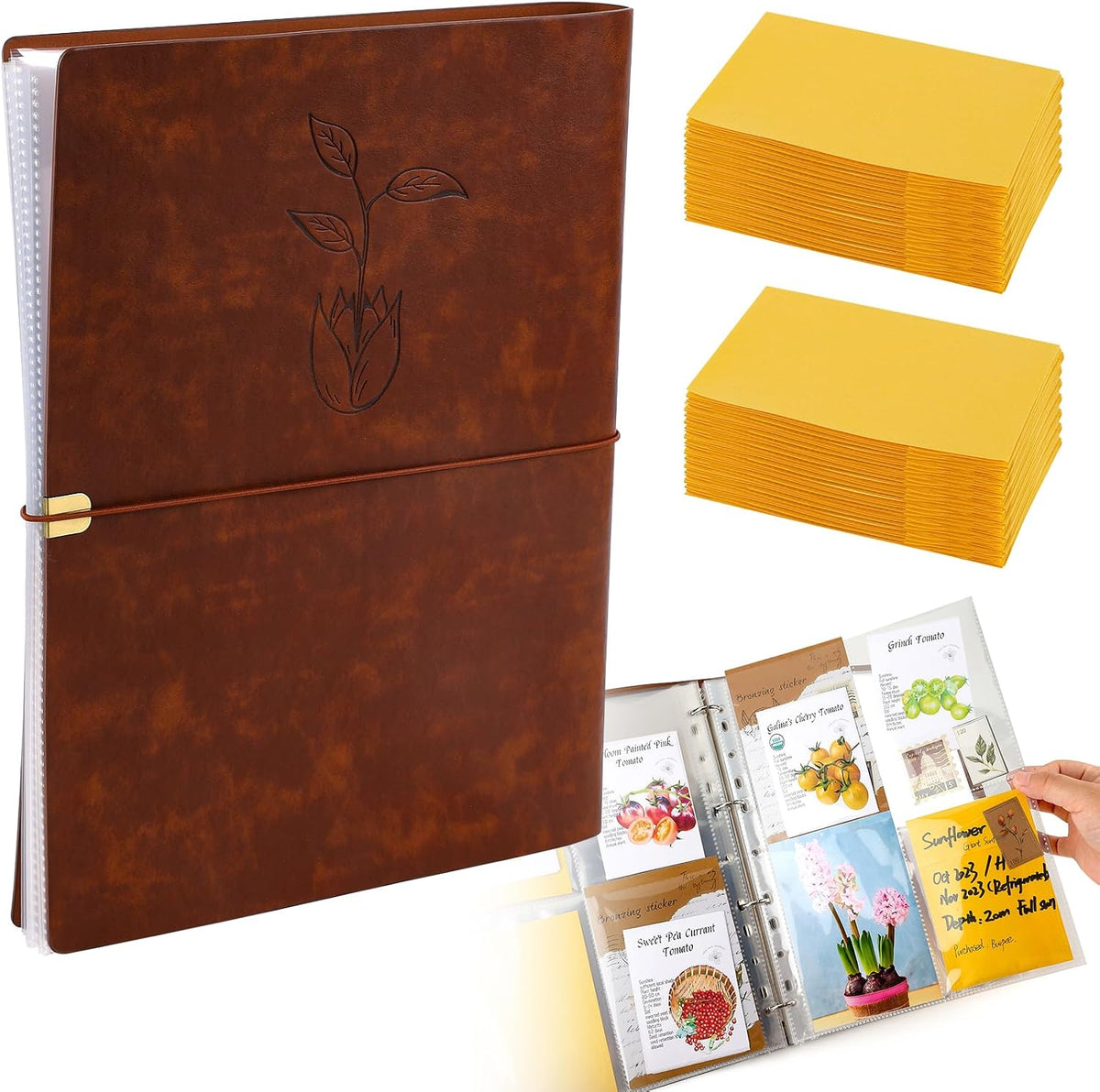 Seed Packet Binder Organizer, Garden Planner Packet with Clear Pocket Sleeves &Seed Envelopes, Fit for Standard Seed Packets