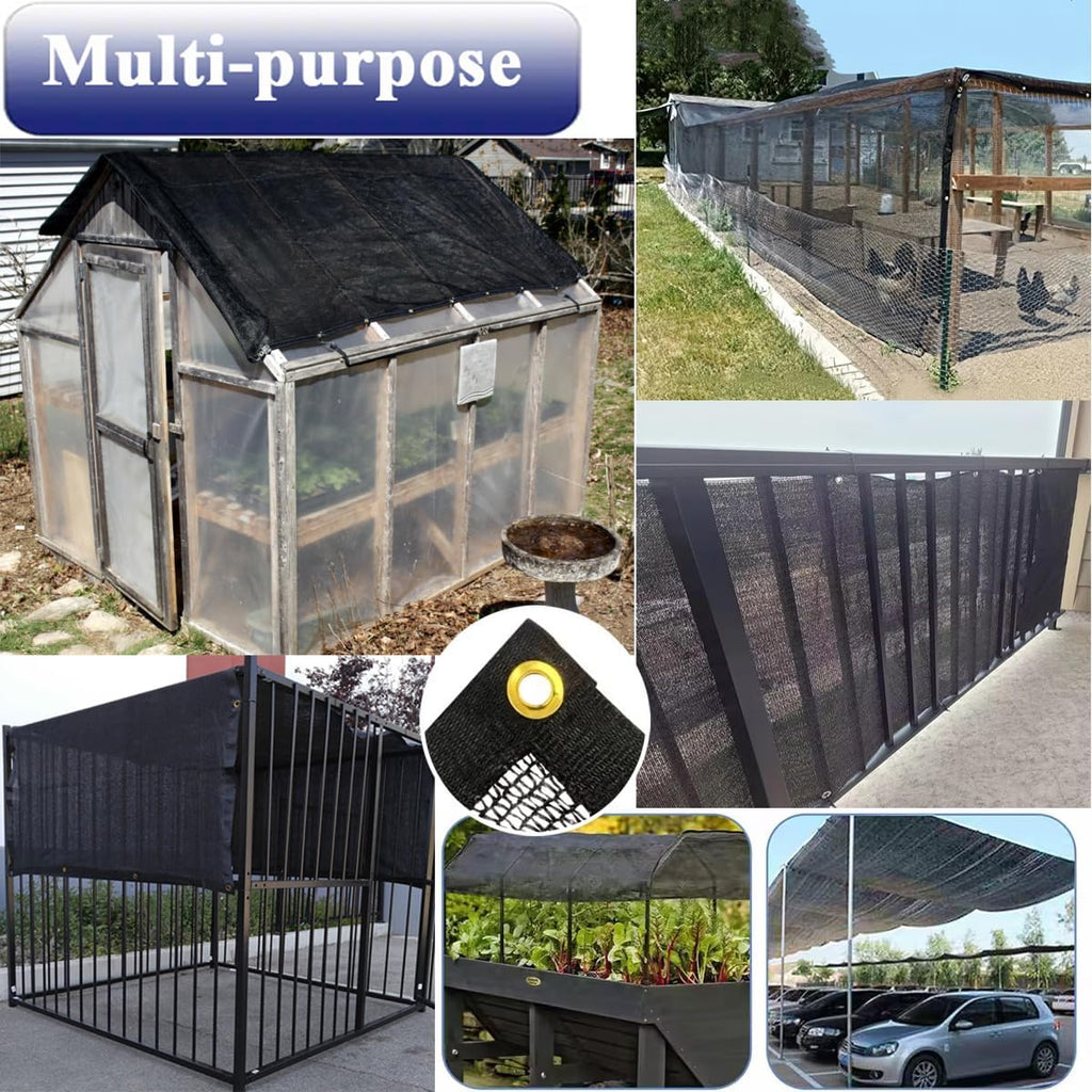 90% Shade Cloth for Garden 8x20 FT, Black Sun Shade Mesh Fabric | UV Block Sunshade Screen for Greenhouse, Balcony