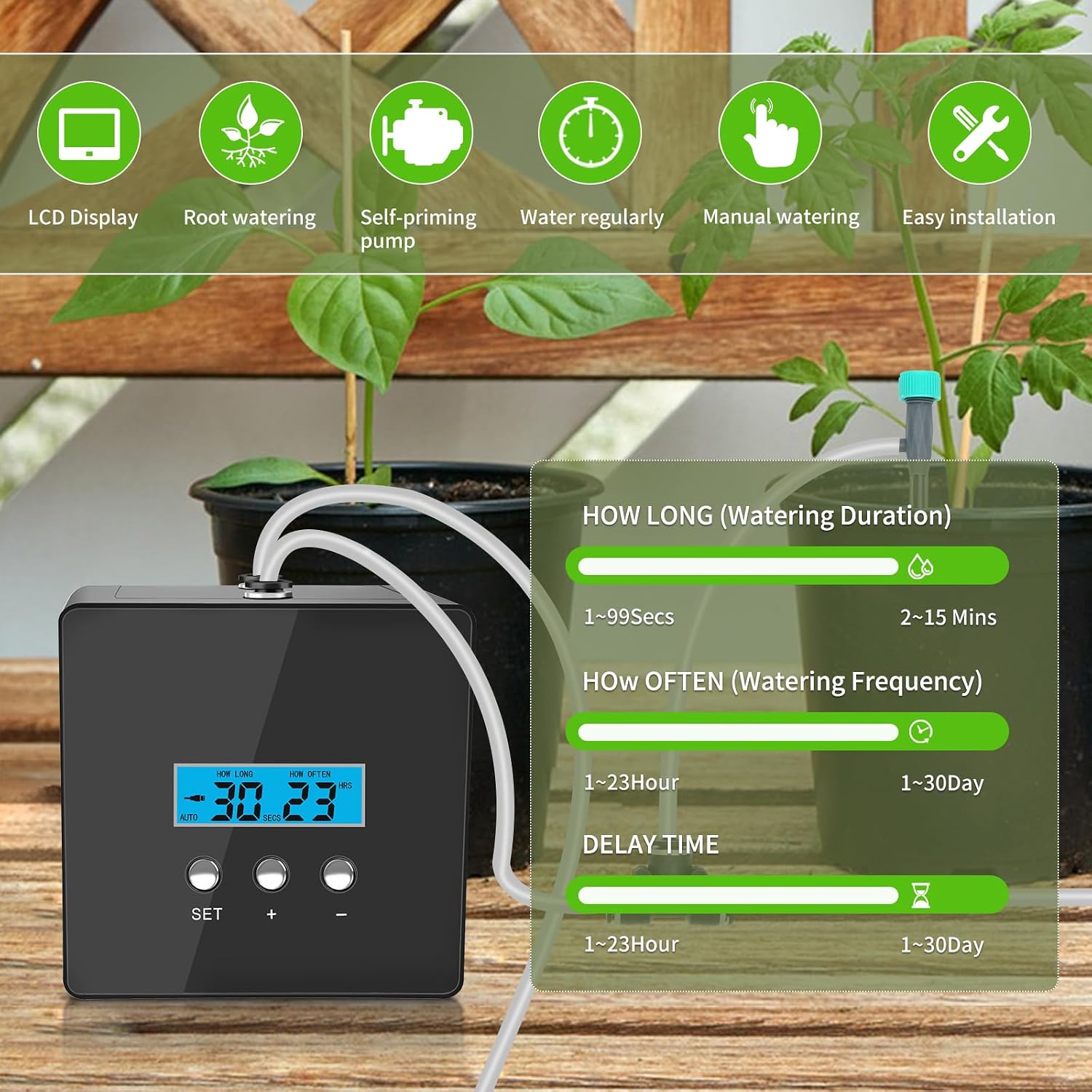 Automatic drip Irrigation System，DIY Indoor Plant Watering System,Self-Priming Pump, programmable Timer, Indoor Pot