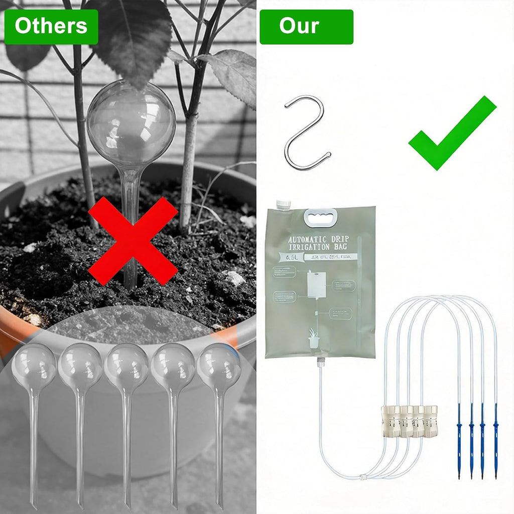 3Pcs 6.5L Automatic Vacation Plant Waterer Bag,Plant Self Watering Devices | Drip Irrigation Bag With 4 Adjustable