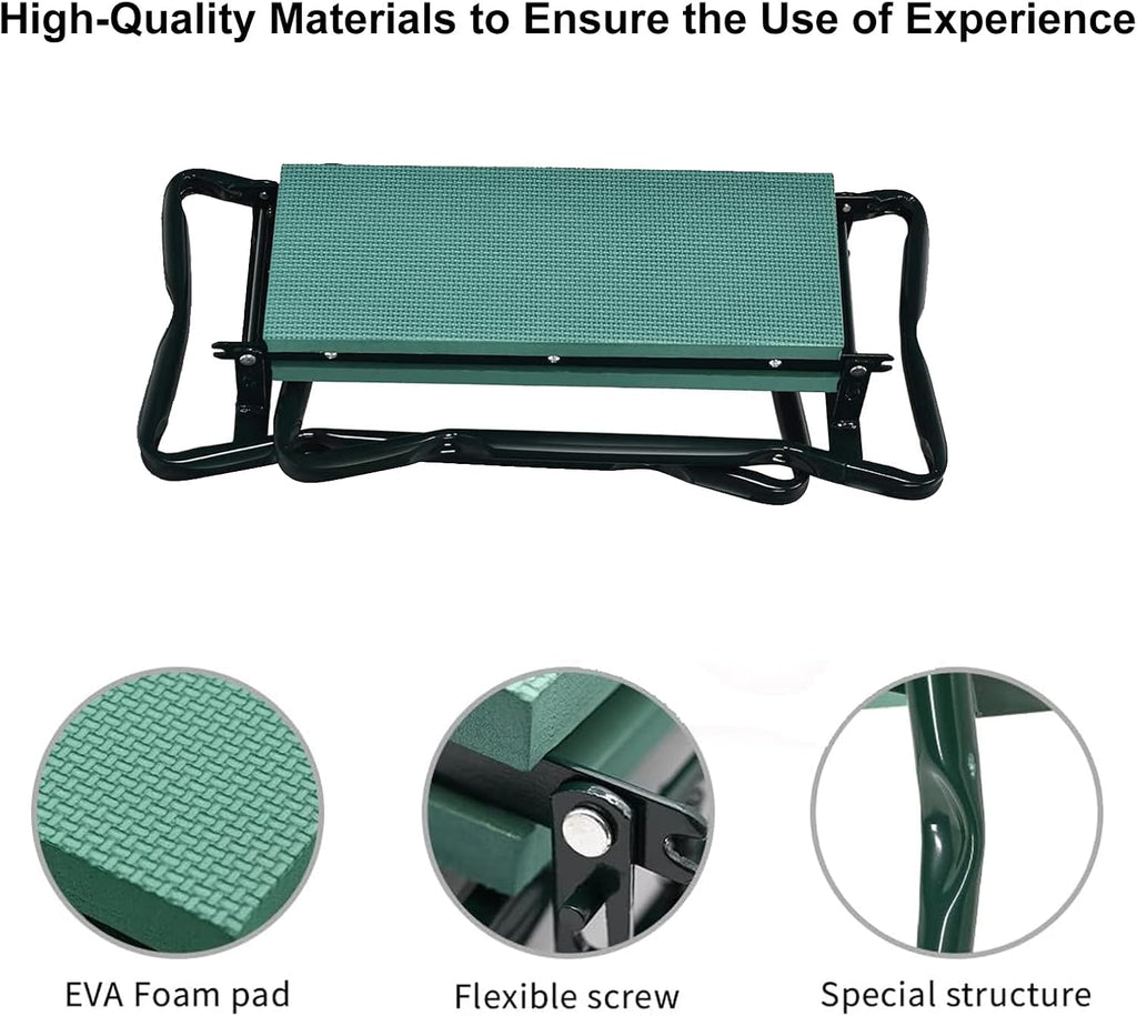 Garden Kneeler and Seat, Multifunctional Garden Kneeling Bench, Folding Gardening Stool, with a Tool Bags, EVA Foam Pad