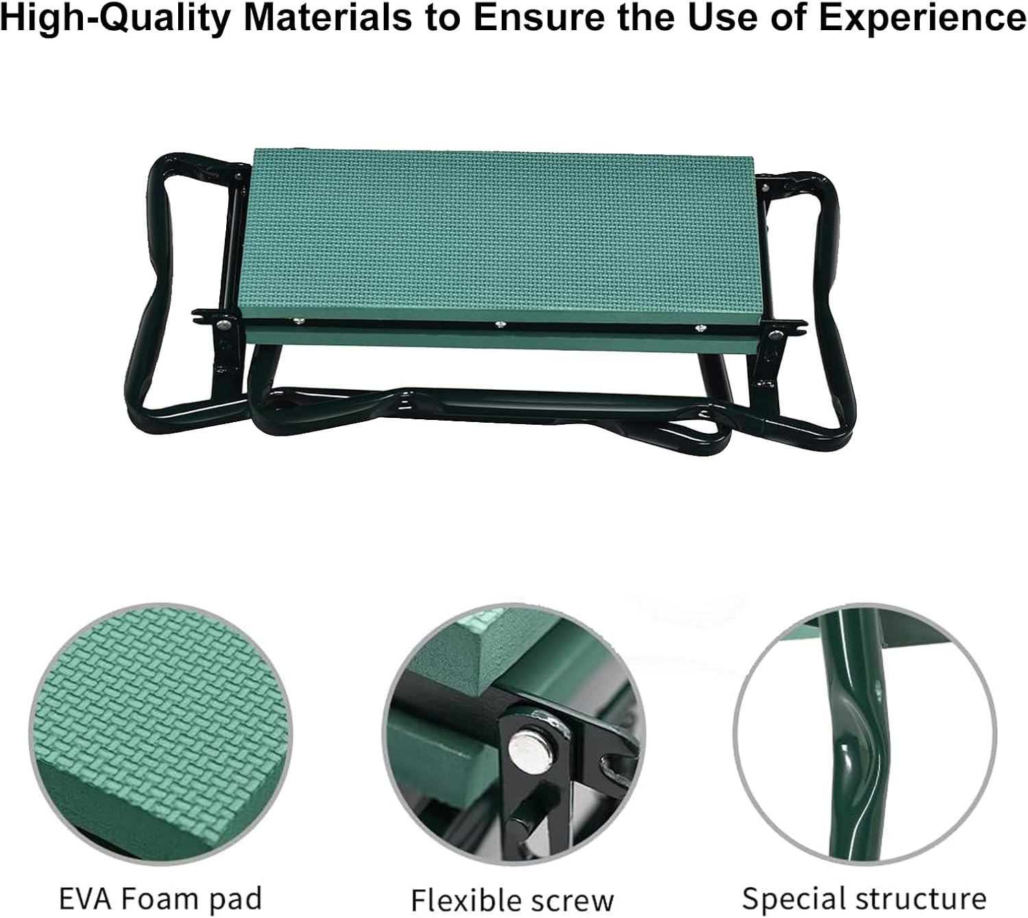 Garden Kneeler and Seat, Multifunctional Garden Kneeling Bench, Folding Gardening Stool, with a Tool Bags, EVA Foam Pad