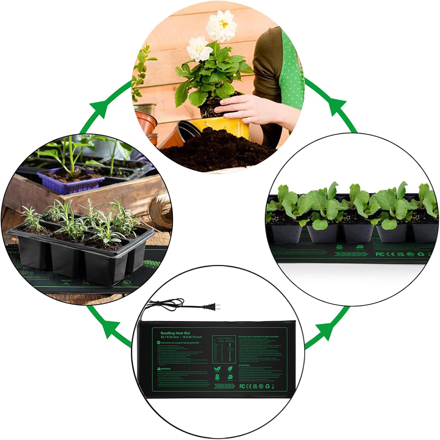Seedling Heat mat | 3 Pack | Durable Waterproof | Heat Mats for Seed Starting,Seed Germination Heating Mat 10 x 20.75