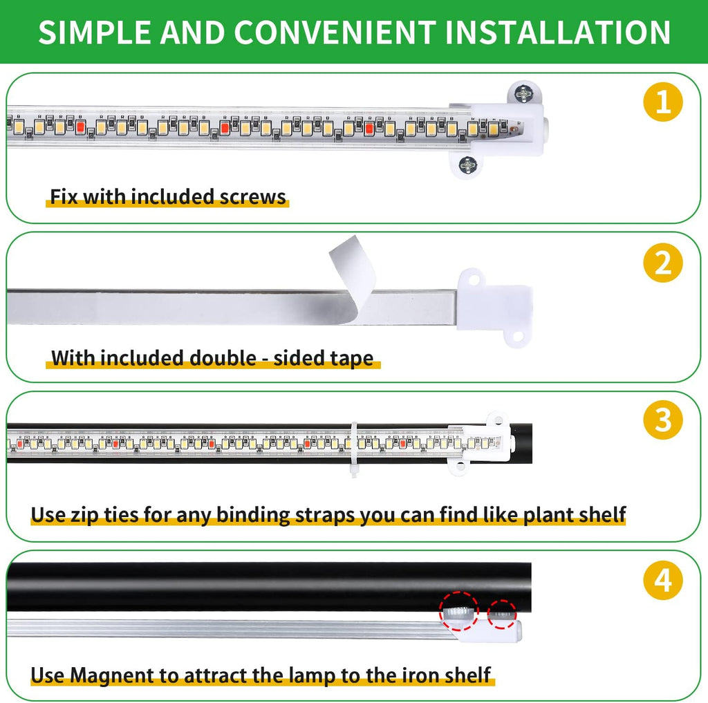 RWNTAO Grow Lights for Indoor Plants, 13" Grow Light Strips with Timer 3/9/12 H, 10 Dimmable Levels, 192 LEDs Full