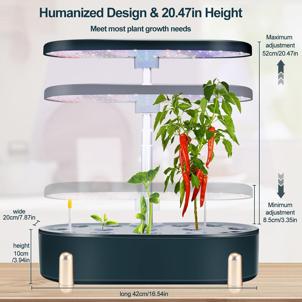 Hydroponics Growing System Indoor Garden:12 Pods Plant Kit Aeroponic Herb Vegetable Growth Lamp Countertop with LED
