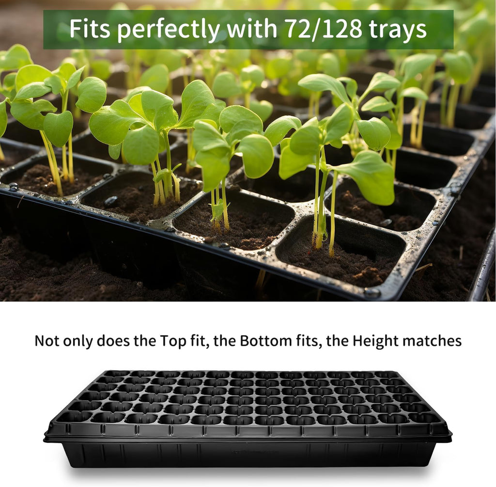RooTrimmer 10 Pack 1020 Seed Starter Trays and 10 Pcs 72 Cell Plug Trays, Thick Durable Seedling Plastic Nursery Tray