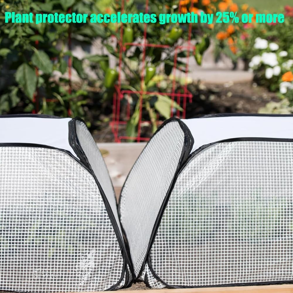 Verveens Pop Up Garden Row Cover, 45x22x16 for Raised Beds | Fine Mesh Protects Veggies & Seedlings, Blocks Birds &
