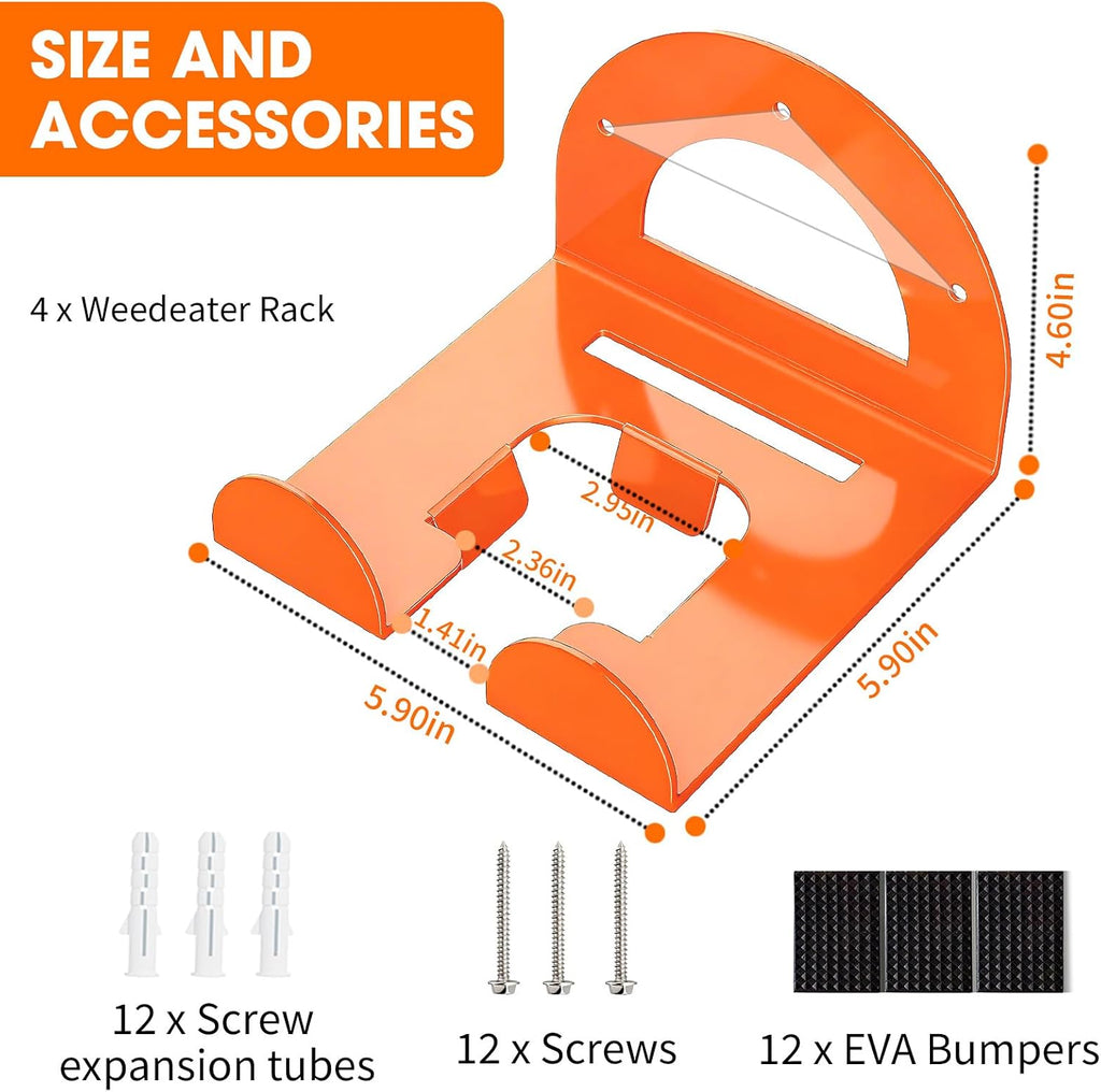 Weed Eater Hanger, Garage Organizer Trimmer Rack Wall Mount, Garden Power Tool Holder Garage Hooks for Grass Trimmer