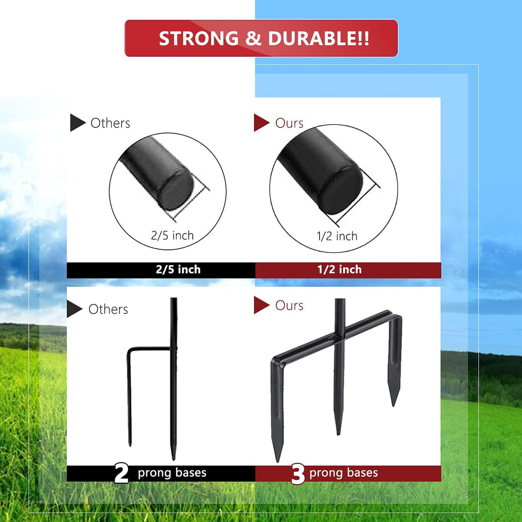 2 Pack Shepherd Hook, Black, 48 Inch, Adjustable Height, 1/2" Thick | Protected by U.S. Patent, Ideal for Hanging Solar