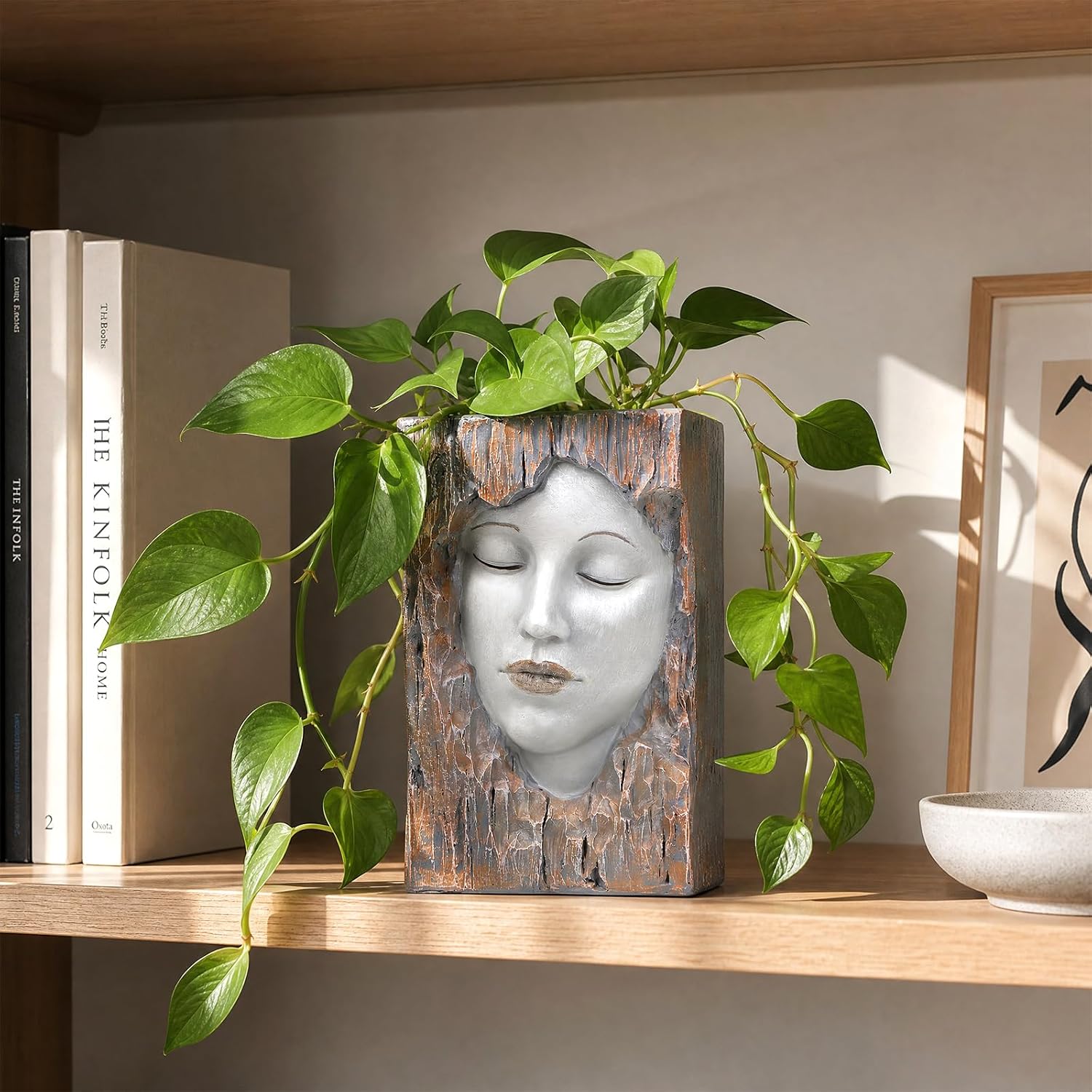 Abstract Face Planter Pot, Modern Head Flower Pot for Indoor Plants | Resin Decorative Planter for Succulents