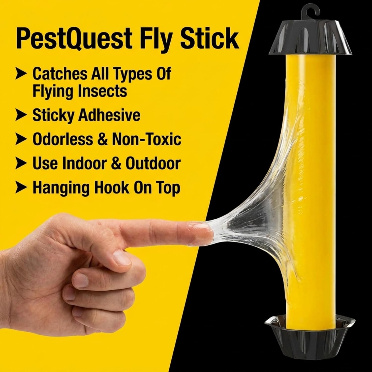 Pest Quest Sticky Fly Stick, Fly Stick for Mosquitoes, Sticky Trap for Flies Gnats Wasp Flying Insects, Bug Catcher