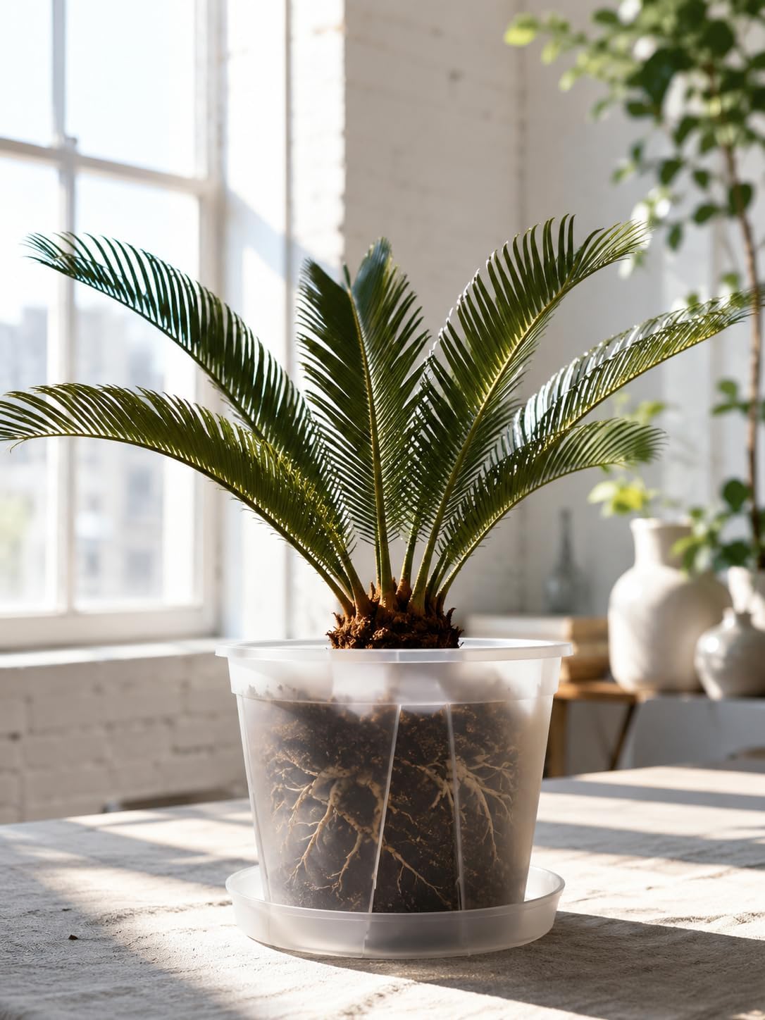GREENPARA Clear Plant Nursery Pots with Saucer for Indoor & Outdoor Plants | 4/5/6/7/8 Inch Drainage Holes Root