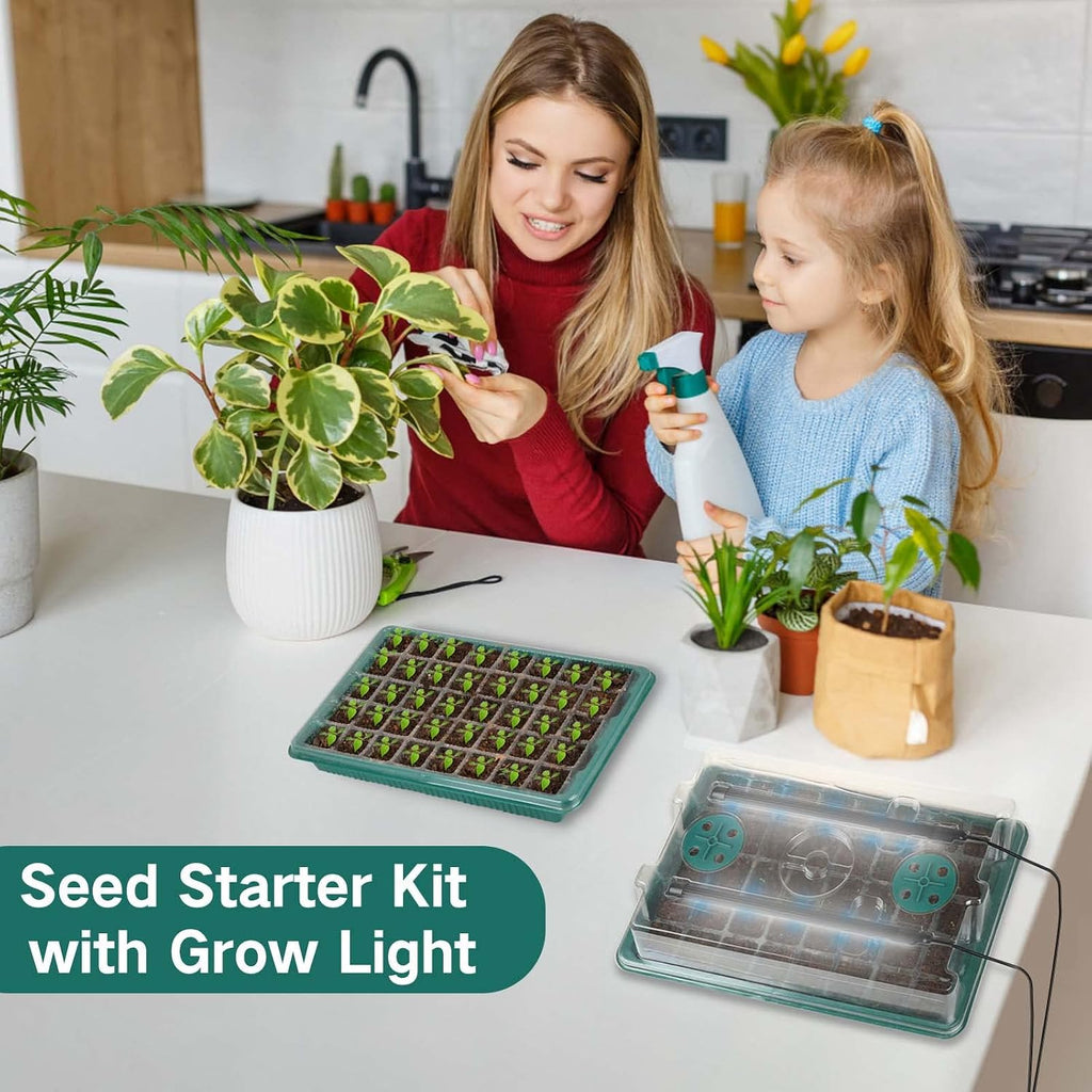 Seed Starter Tray with Grow Light, 2 Packs 80 Cells Seed Starting Kit Seedling Starter Trays with Grow Lights, Plant