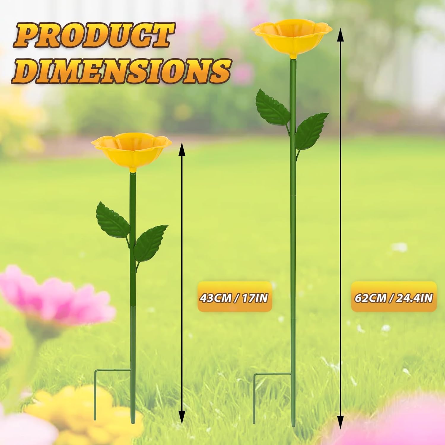 Mellbree Bee Watering Station, 6-Pack Metal Flower Bee Bath for Garden – Attract Butterflies & Pollinators – Colorful