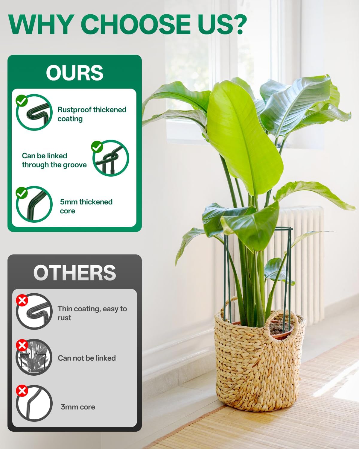 16 Pack 32 in Plant Support Stakes, Peony Cages and Supports with 15 Lable | Rust-proof Metal Plant Stakes, Adjustable