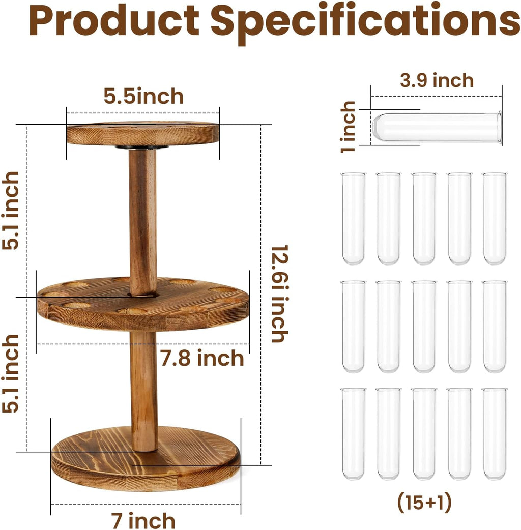 Plant Propagation Station, Plant Terrarium With Wooden Stand, 15 Tube Vases | Retro Rotation Plant Stand for