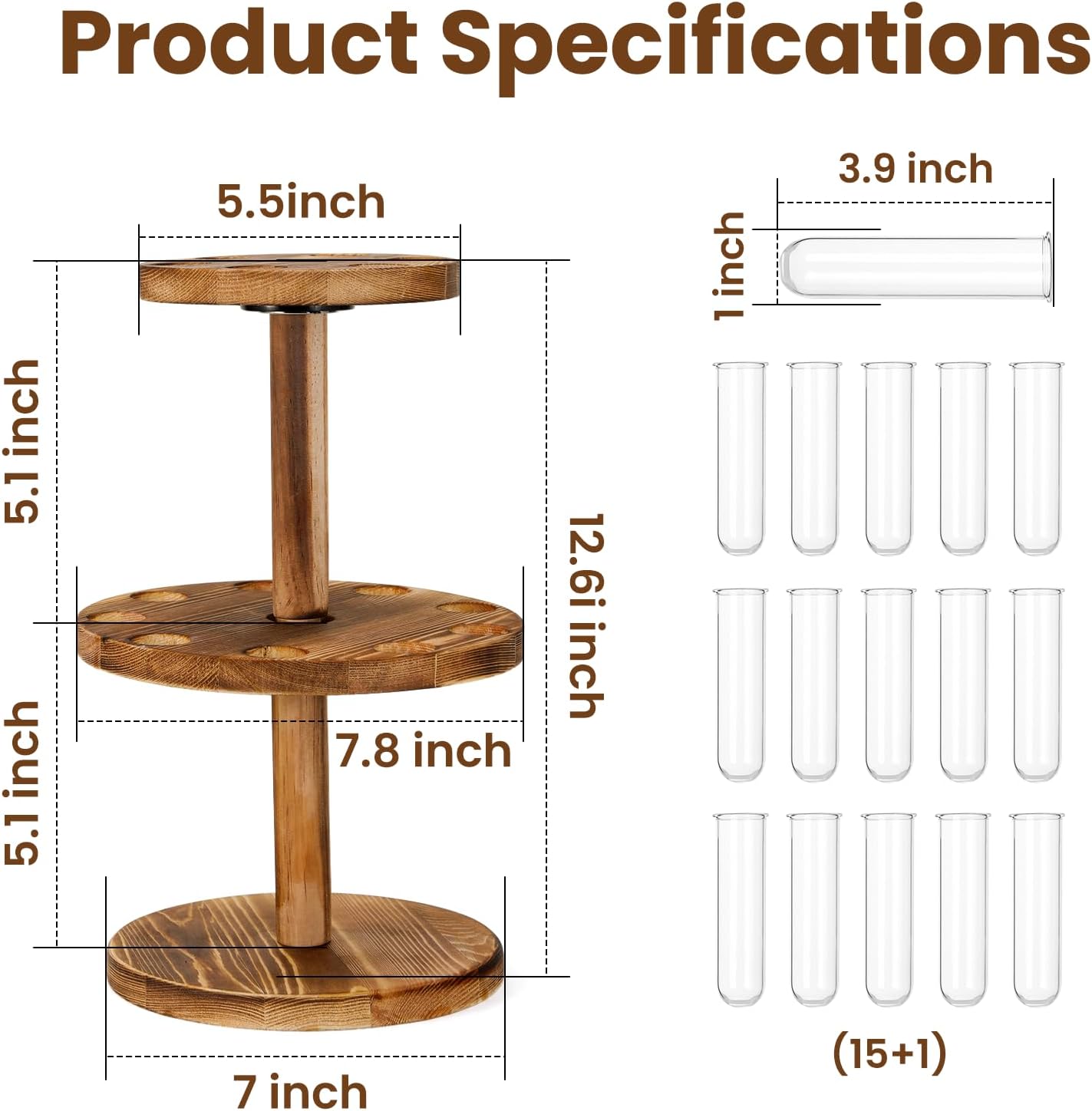 Plant Propagation Station, Plant Terrarium With Wooden Stand, 15 Tube Vases | Retro Rotation Plant Stand for
