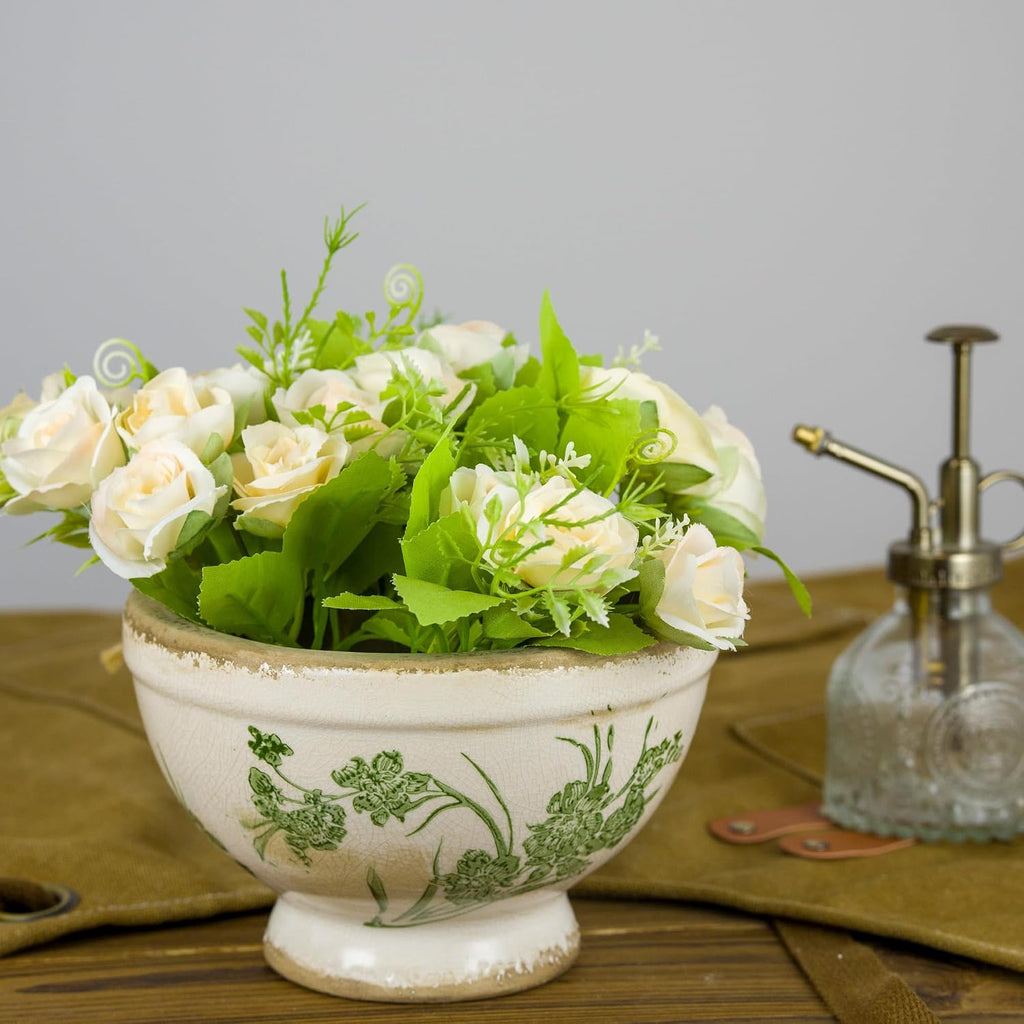 Dosayes Vintage Ice Crackle Grazd Ceramic Flower Pot with Drainage Holes, 4.33 Inch Rustic Planter for Indoor Plants