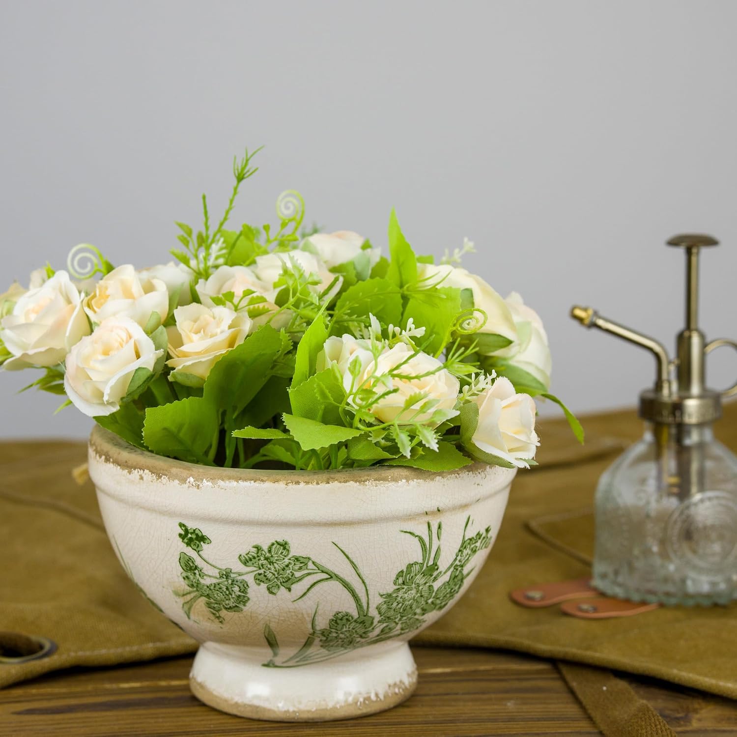 Dosayes Vintage Ice Crackle Grazd Ceramic Flower Pot with Drainage Holes, 4.33 Inch Rustic Planter for Indoor Plants