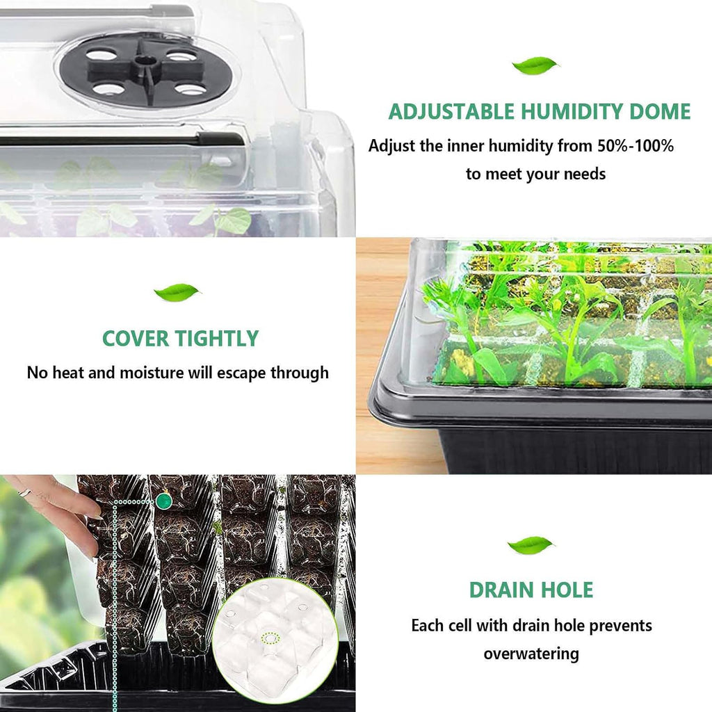 Seed Starter Tray with Grow Light, 2 Packs 80 Cells Seed Starting Kit, Reusable Seedling Starter Trays with Humidity