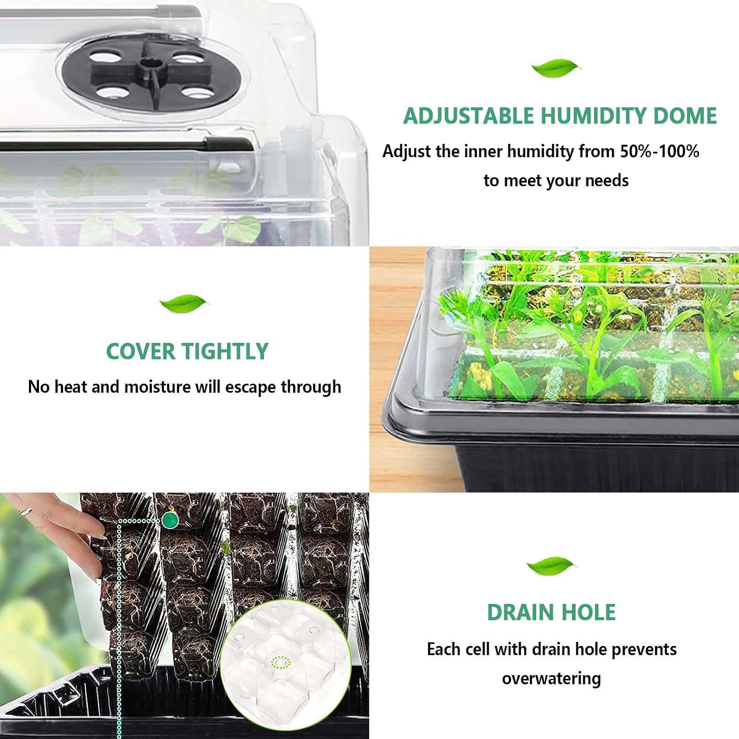 Seed Starter Tray with Grow Light, 2 Packs 80 Cells Seed Starting Kit, Reusable Seedling Starter Trays with Humidity
