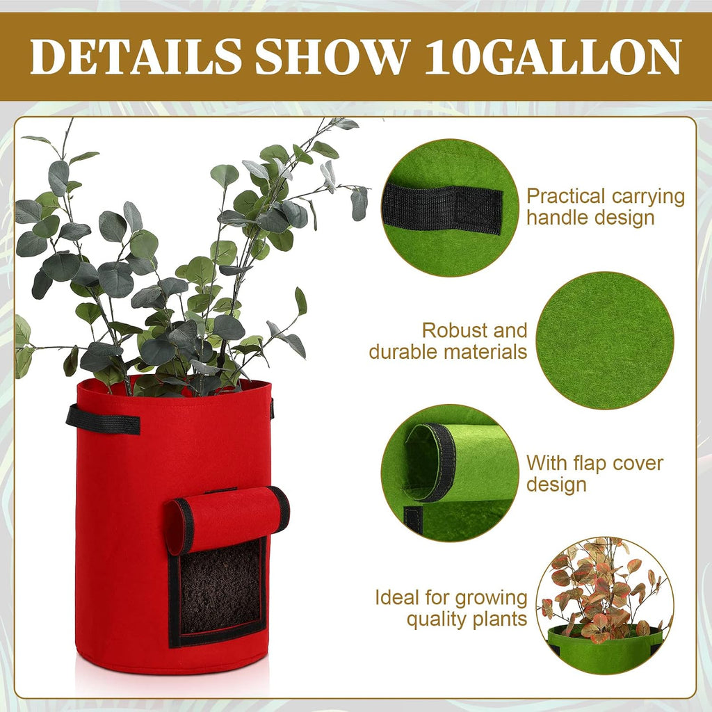 Yinder 20 Pcs 10 Gallon Potato Grow Bags with Flap and Handles Thickened Aeration Fabric Pots Garden Bags Potato