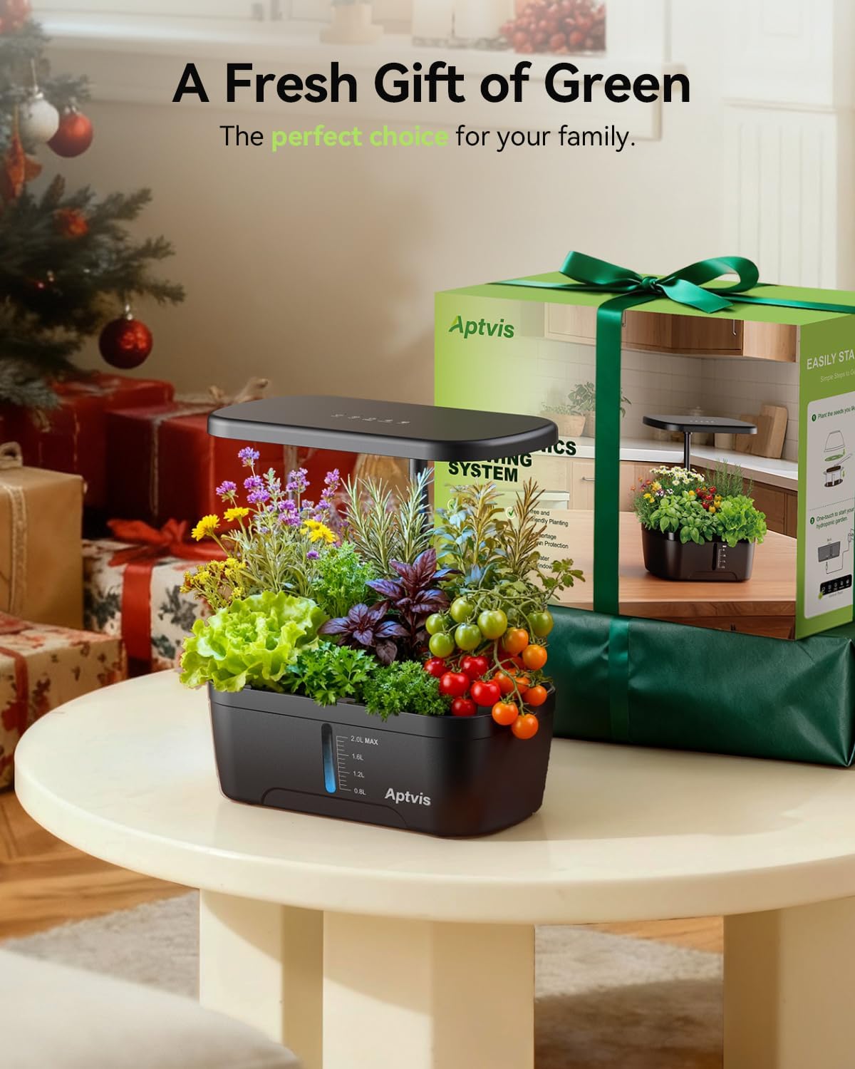 Hydroponics Growing System, 6 Pods Smart Indoor Herb Garden - Black | LED Grow Light, Auto Timer, Height Adjustable