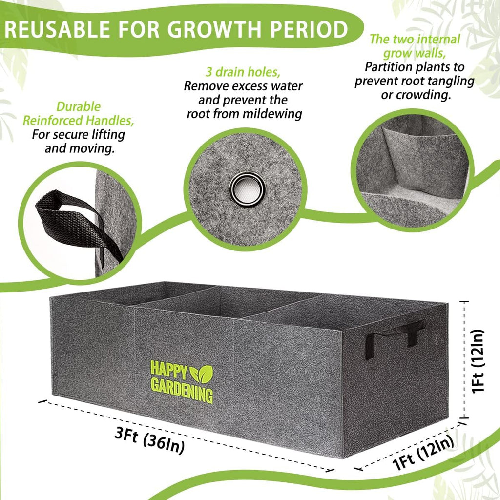 Fabric Grow Bags, 2-Pack Raised Garden Bed with Handle for Vegetable Herbs Gardening, Fabric Plant Pots Planter Indoor
