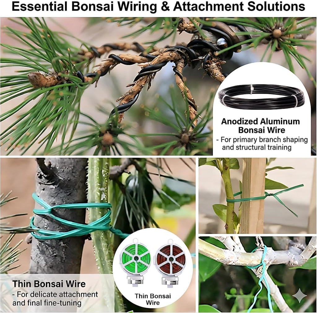 Bonsai Tools Set, 20-Piece Bonsai Tools Set with Waterproof Repotting Mat, Pruning Shears, Scissors & Training Wire