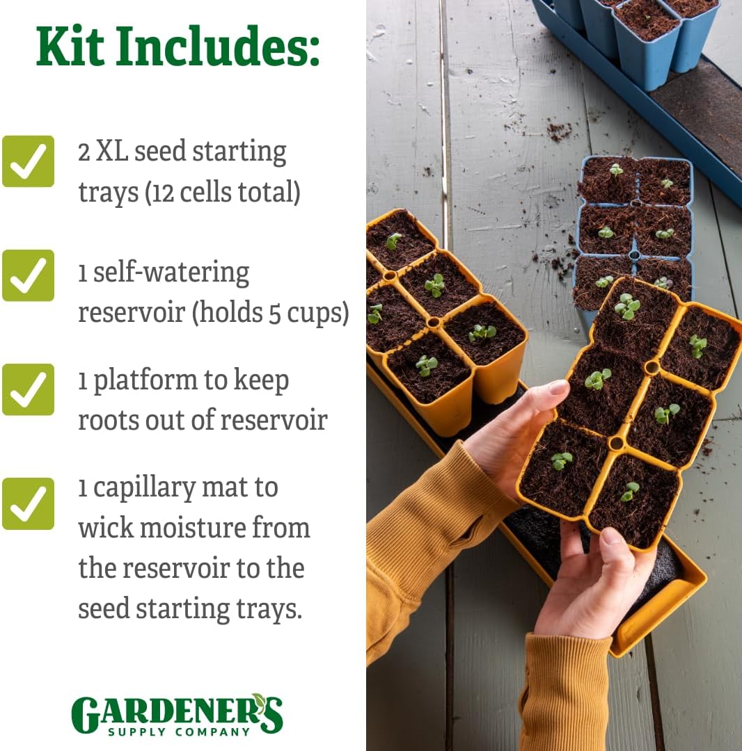 Gardener's Supply Company Gardener's Best® XL Seed Starting Kit | Durable and Reusable Self-Watering Deep Root Seed
