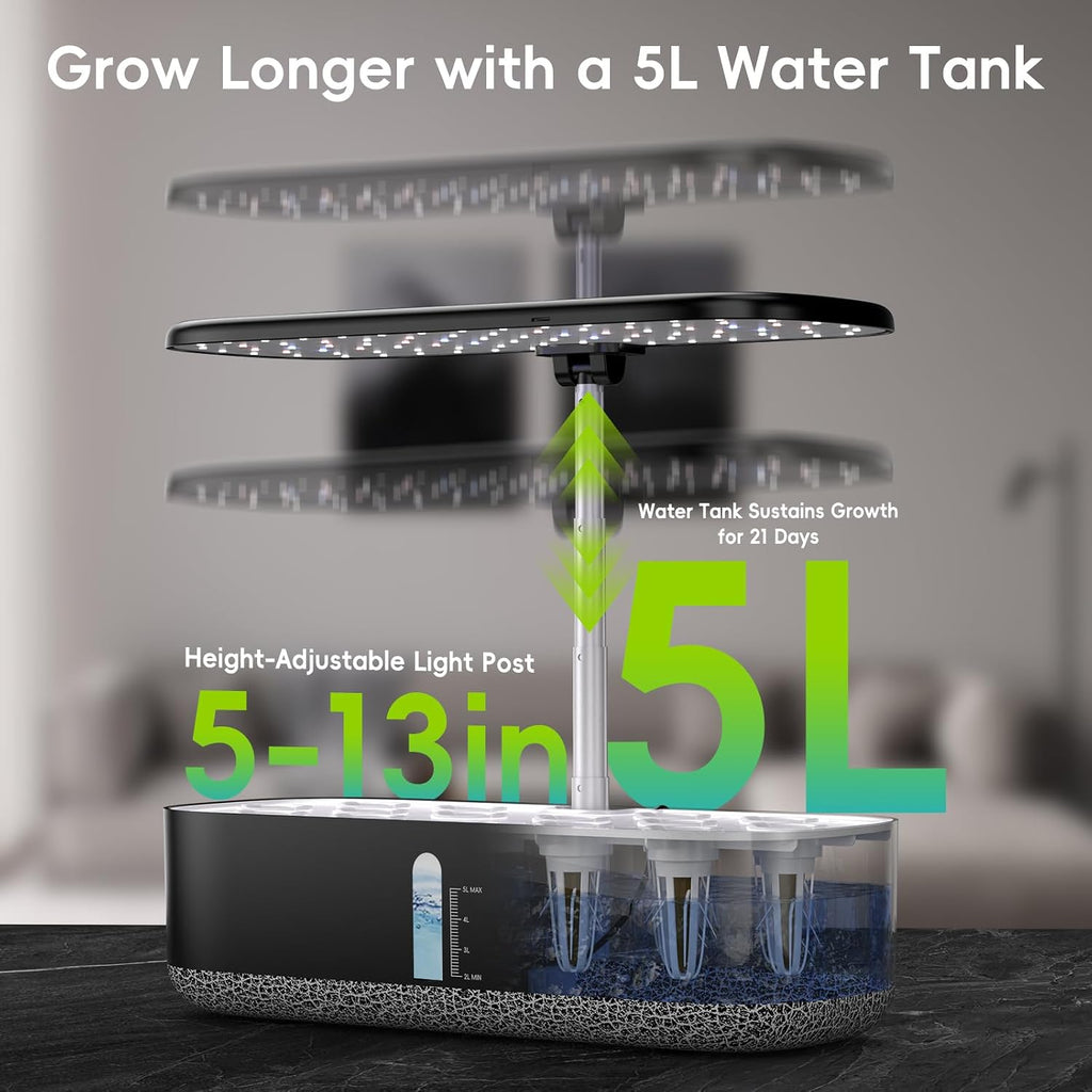 Hydroponics Growing System with LED Grow Light, 14 Pods Indoor Herb Garden Full Spectrum Rotatable Light Panel, Auto On