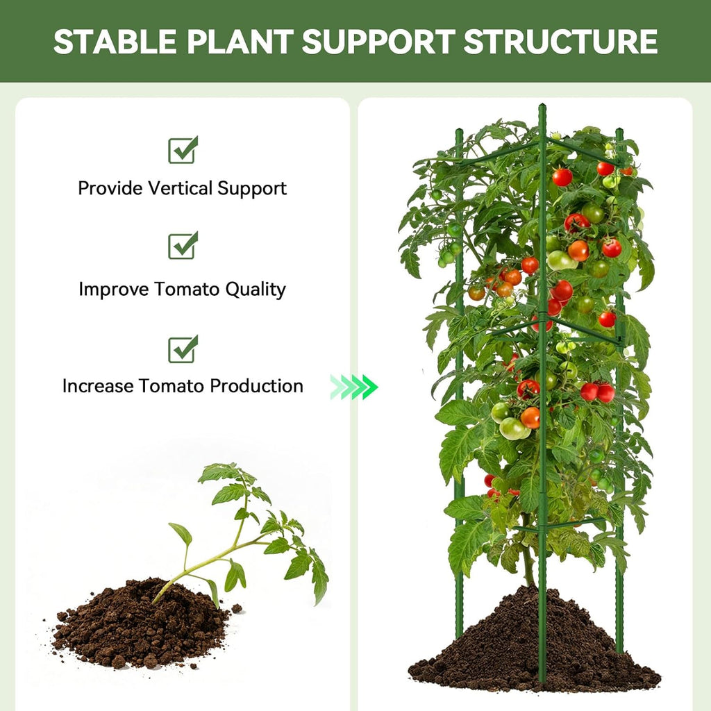 Halatool 6 Pack Tomato Cages for Garden, Up to 48in (4FT) Trellis | Adjustable Garden Stakes Tomatoe Trellis for Pots
