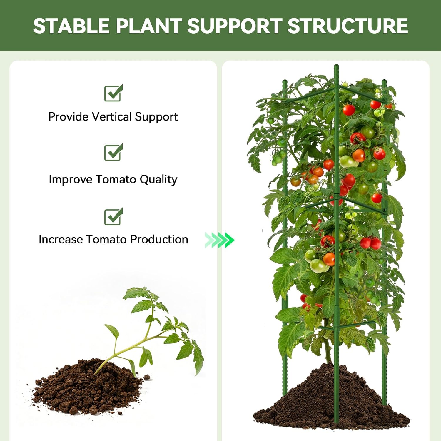 Halatool 6 Pack Tomato Cages for Garden, Up to 48in (4FT) Trellis | Adjustable Garden Stakes Tomatoe Trellis for Pots