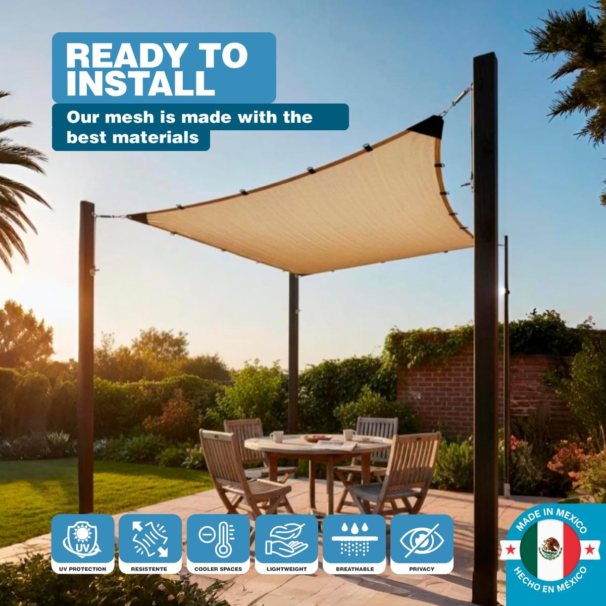 90% Shade Cloth – FT Durable HDPE Mesh Tarp with Grommets, UV Protection Sunblock Net for Garden, Greenhouse, Patio