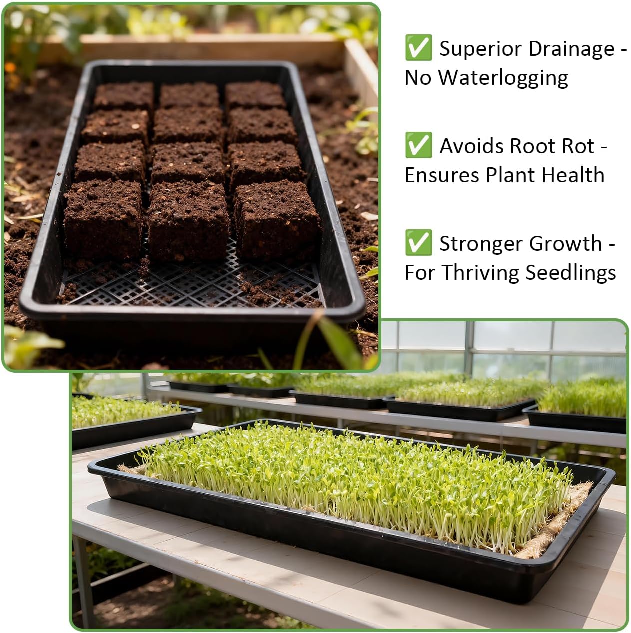RooTrimmer 10 Pack 1020 Mesh Trays, Extra Strength 1020 Mesh Bottom Trays with Holes, 20'' x 10'', Heavy Duty