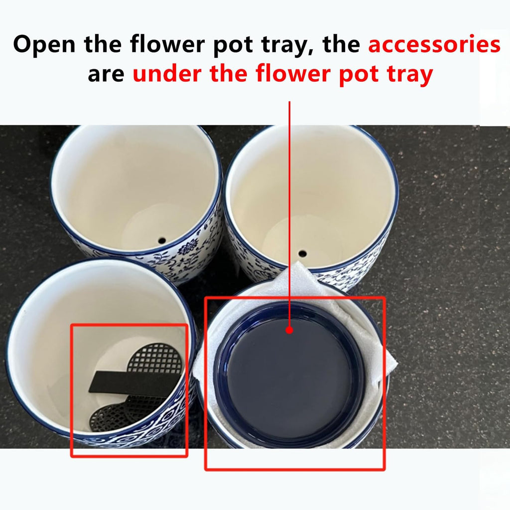 4.6 Inch Ceramic Small Succulent Planter Pots Set of 4 | Flower Pot with Drainage Holes and Saucers for Indoor Plant