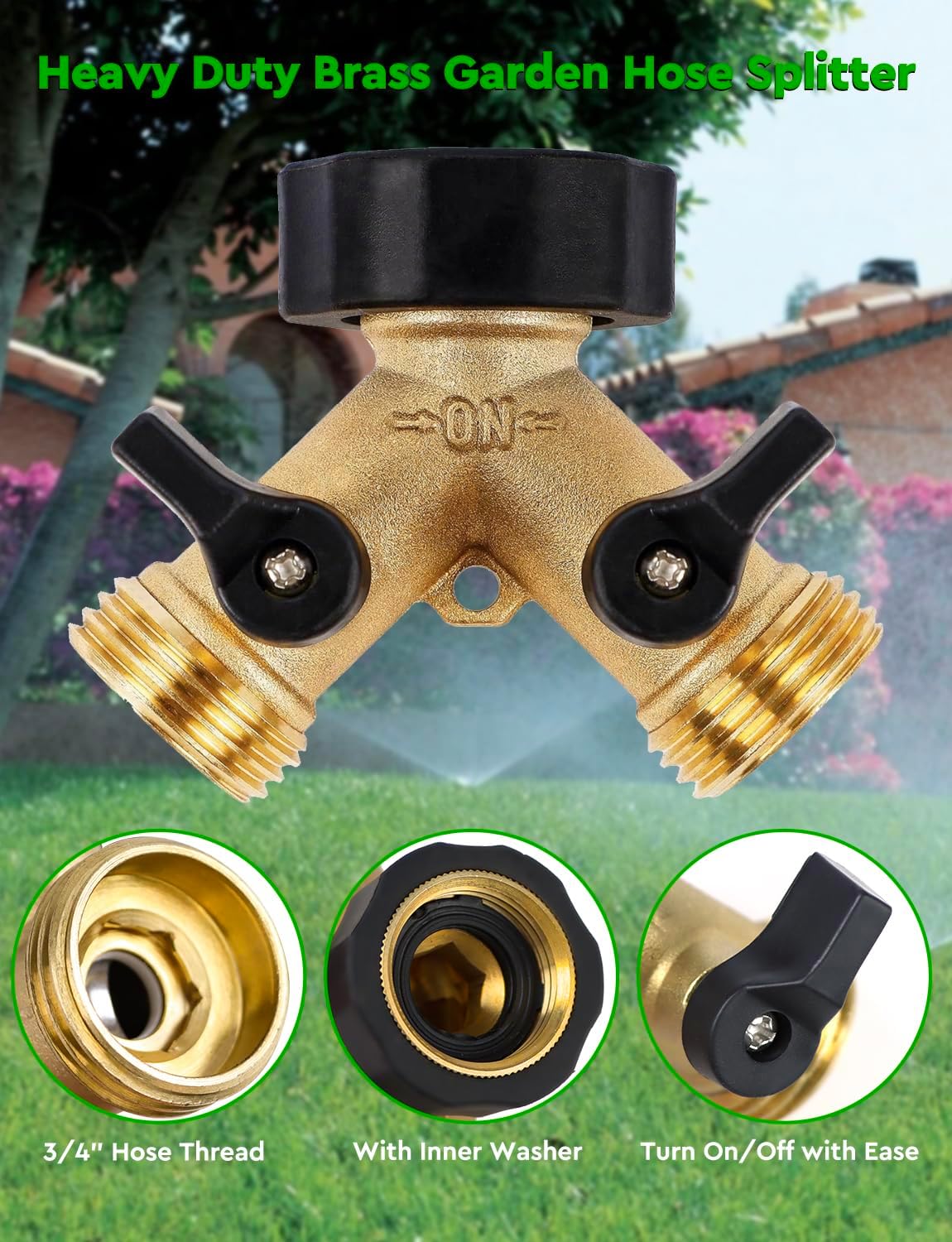 250FT Drip Irrigation System for Garden - 50FT 1/2" Main Tube & 200FT 1/4" Branch Tubing, Brass Splitter, Quick Connect