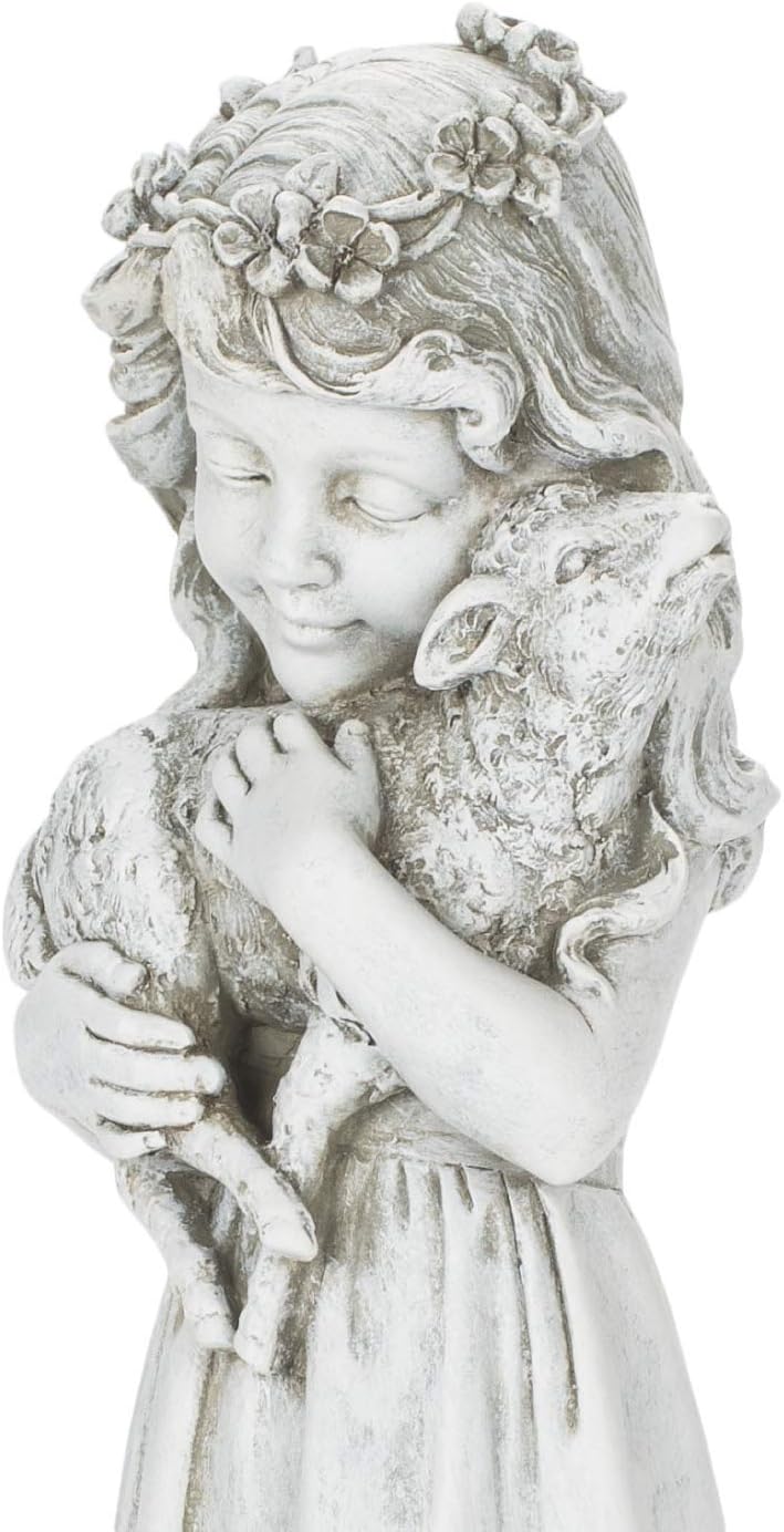Joseph's Studio by Roman Inc. Girl with Lamb Garden Statue, Resin and Stone, Religious Sculpture, Garden Collection