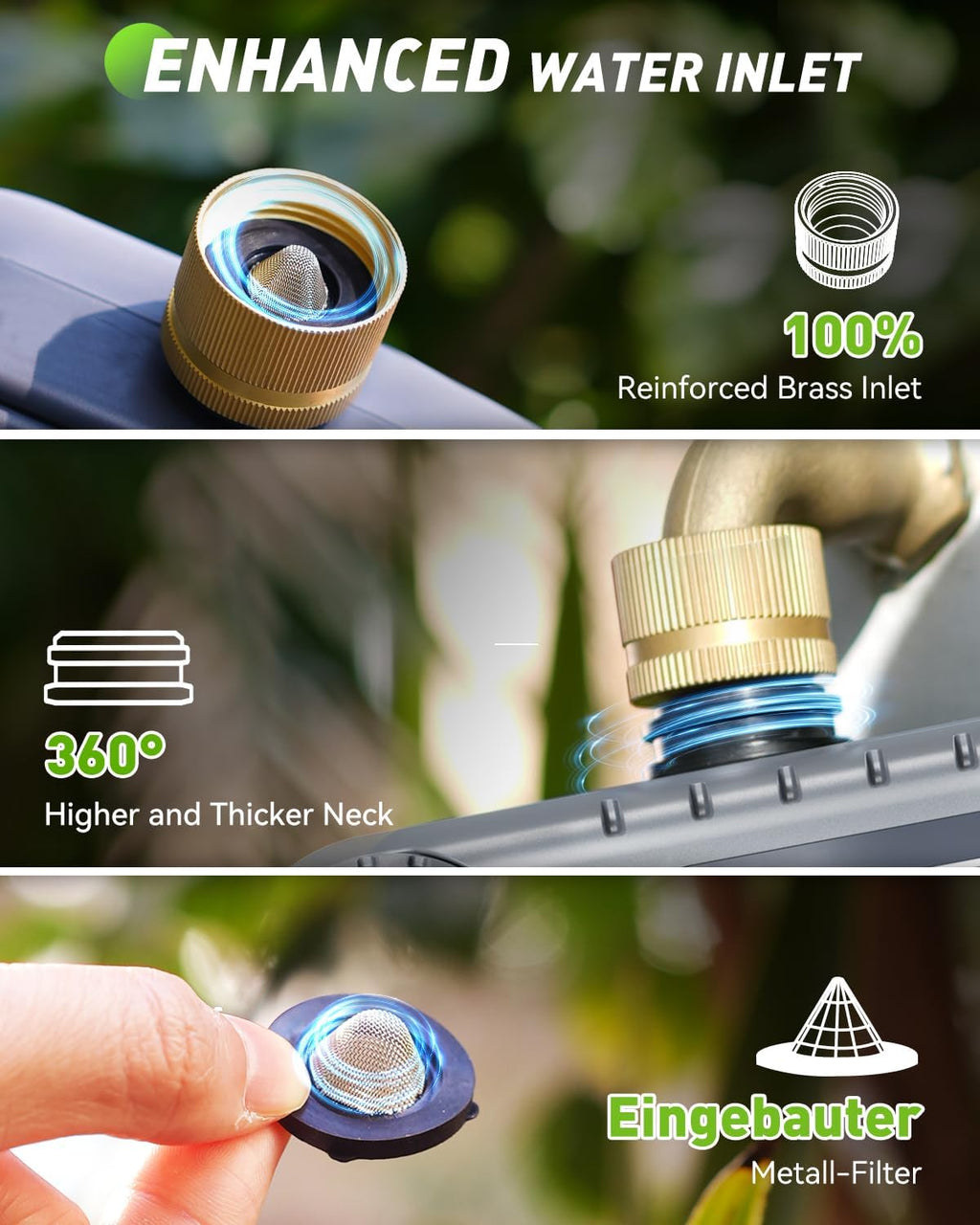 RAINPOINT 3 Zone Sprinkler Timer with Brass Inlet, Water Timer for Garden Hose,Rain Delay/Manual/Automatic Watering