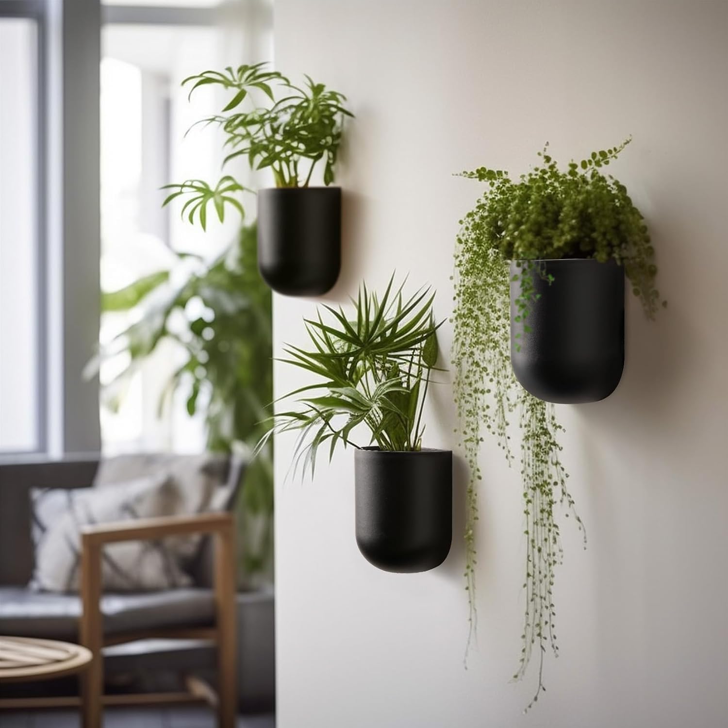 LA JOLIE MUSE Wall Hanging Planters for Indoor Plants，Hanging Flower Pots for Air Plants Succulent, Set of 2