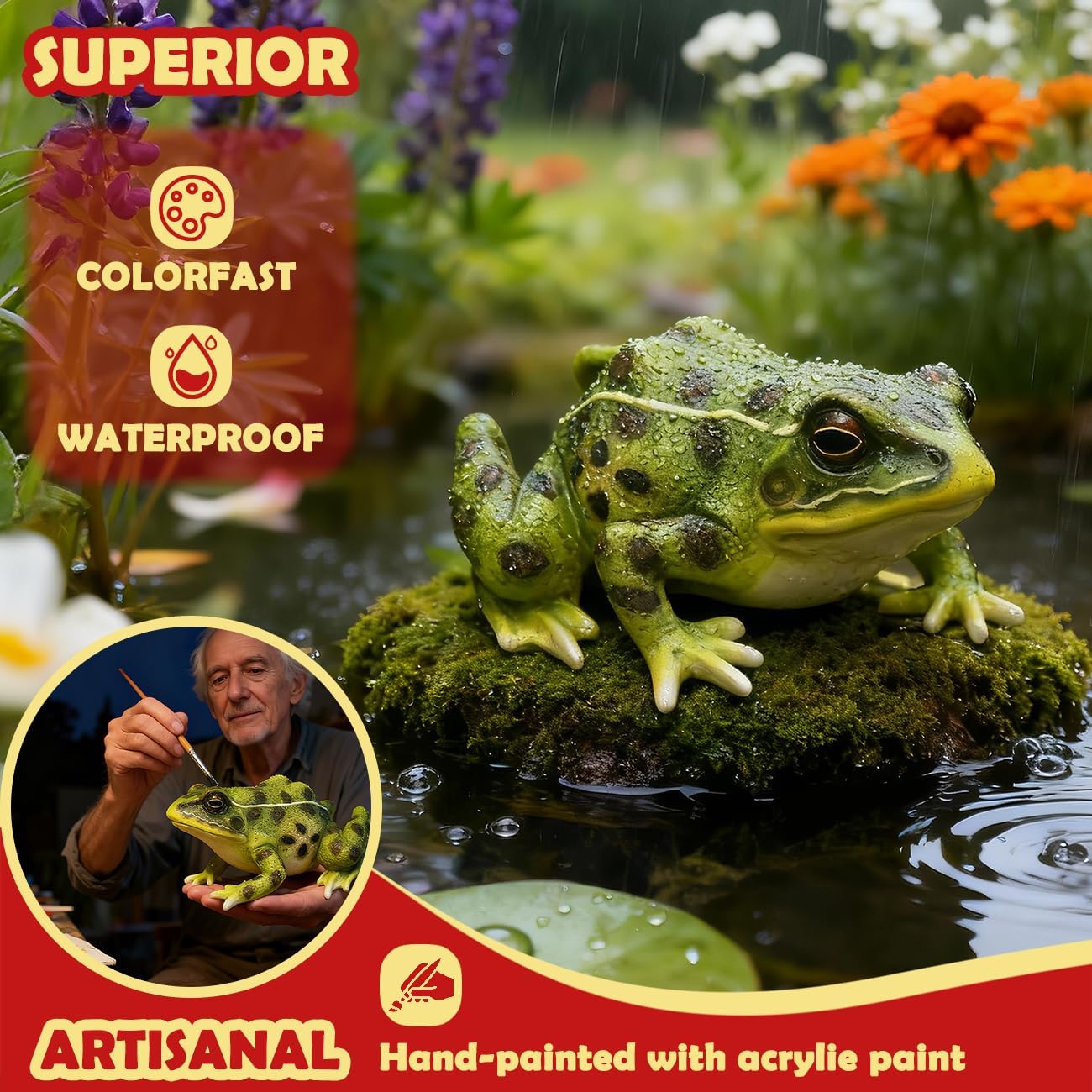 Sunthus Frog Garden Decor Resin Statue Toad for Outside