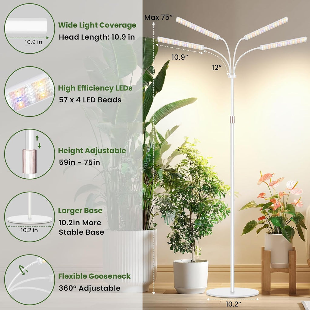 LBW Grow Lights for Indoor Plants, 75" Tall Full Spectrum Plant Grow Light | 228 LEDs Full Spectrum Grow Light with