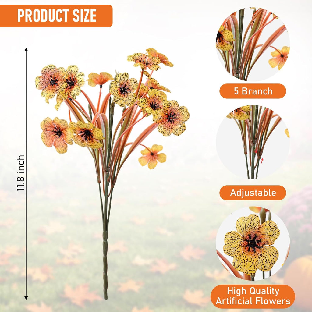 22 Pack Artificial Flowers for Outdoor Indoor Fake Plants(Autumn Yellow) | Faux Silk Flowers for Outdoors Outside Front