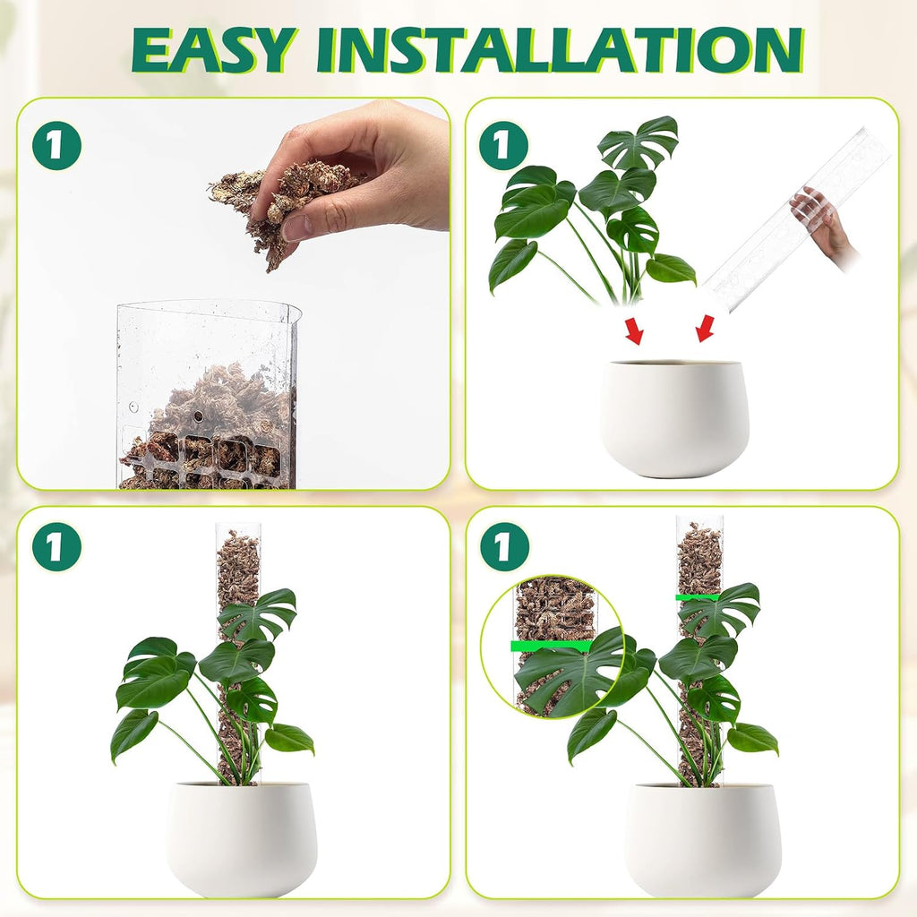 10 Pieces Plastic Moss Pole for Monstera Including 4 Pcs 24 Inch Clear Plant Poles for Indoor Climbing and 6 Pcs 15