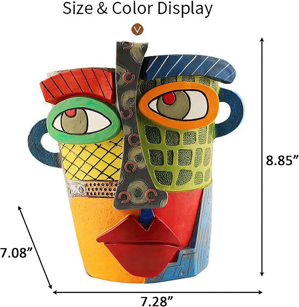 Colorful Abstract Resin Face Flower Pots, Picasso Brutalist Style Head Face Planters, Artistic Unique Pots for Plants