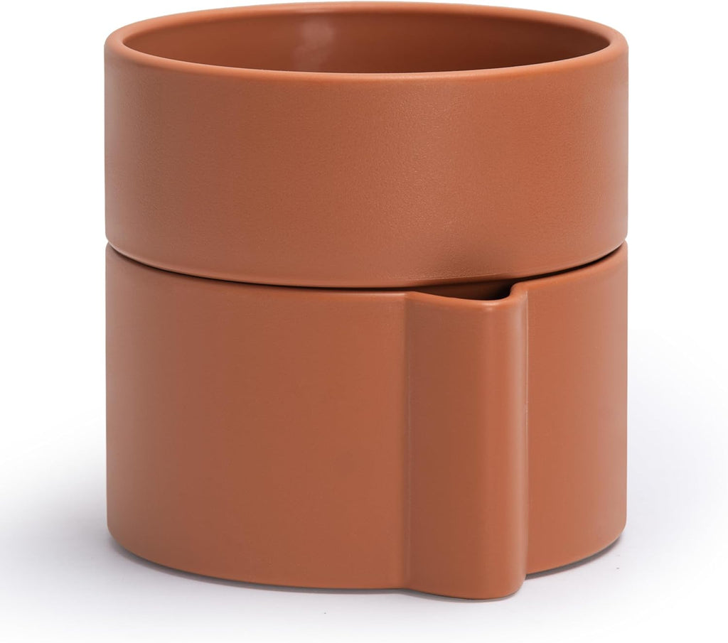 8 Inch Self-Watering Planter Pot with Terracotta Insert, Deep Water Reservoir, and Ceramic-Alike BPA-Free Plastic